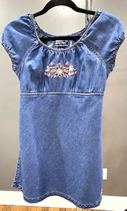 Vintage Y2K Limited Too Girls Denim Dress With Floral Embroidery Size Large - Picture 1 of 12