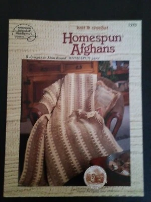   HOMESPUN AFGHANS - 8 DESIGNS TO KNIT & CROCHET AMERICAN SCHOOL OF NEEDLEWORK  - Image 1 of 3