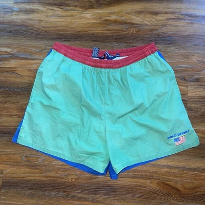 De colección Polo Deportivo Ralph Lauren Para Hombres M Colorblock Bañador Pantalones Cortos Spellout Foto 1 de 4