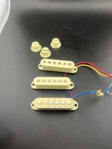 03-05 USA Fender Stratocaster Pickups & Knobs Aged White Take Offs Conditions UN - Picture 1 of 7