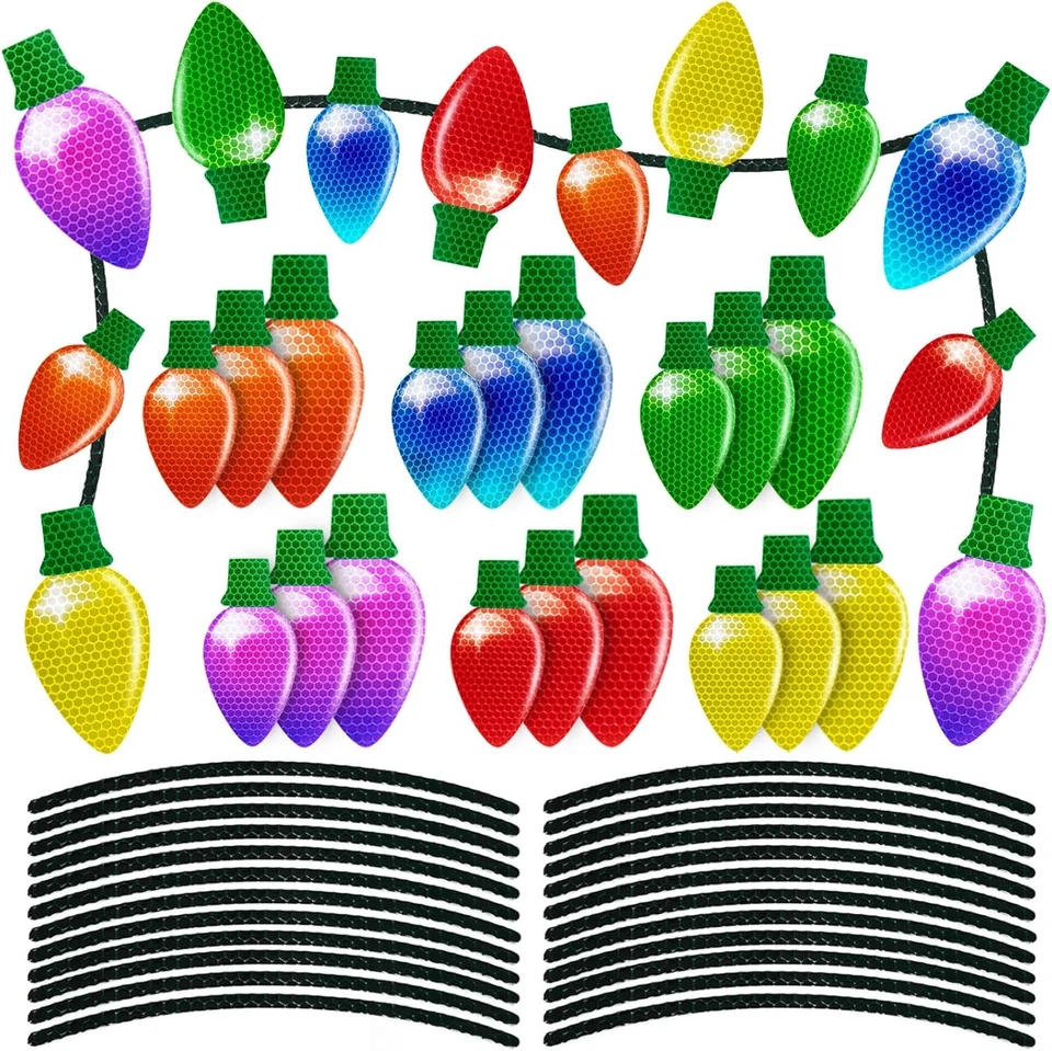 90shine 24pcs Christmas Car Refrigerator Decorations Reflective Bulb Light Shape