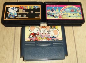 Mappy & Mappy Land & Mappy Kids  Famicom FC Cartridge Namco Tested