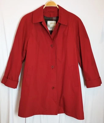 Gabardina de colección London Fog para mujer 12 lana a cuadros forro extraíble rojo vacaciones Foto 1 de 4