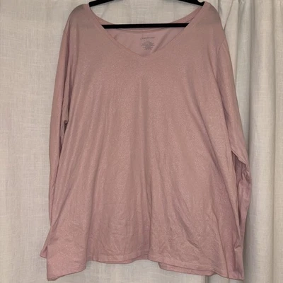 Camisa para mujer Lane Bryant Top talla 22/24 rosa brillante manga larga cuello en V  Foto 1 de 4