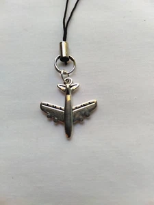 Airplane Jet Phone Charm Dangle Lanyard Hanging Pendant Chain Car Decor Handmade - Zdjęcie 1 z 3