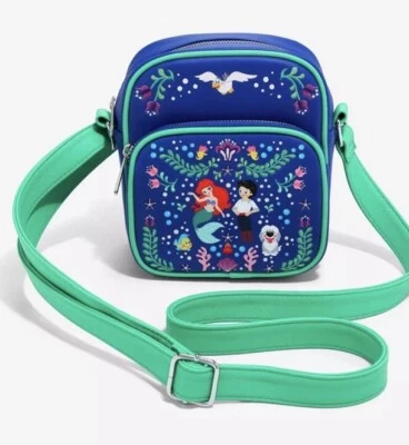 Bolso Bandolera Loungefly Disney Sirenita Floral Arte Popular Bordado Foto 1 de 4
