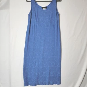 Connected Apparel Womens Dress Sheath Midi Size 18 W Sleeveless Blue Textured - Picture 1 of 10
