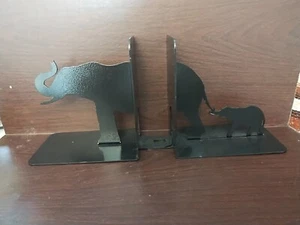 ELEFANT MUTTER & BABY BUCHSTÜTZEN, METALL 6,5" HOCH, SCHWERER STAHL  - Bild 1 von 6