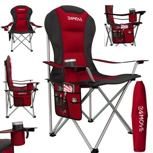 24MOVE® Campingstuhl Klappstuhl Rot 150kg Angelstuhl gepolstert faltbar leicht - Bild 1 von 8