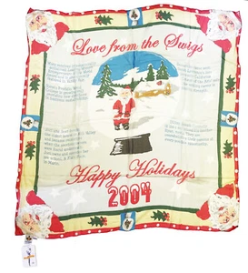 MARY GREEN Bufanda de Seda Envoltura Gasa Columpios Navidad Vacaciones Carta 2003 44” NUEVO - Imagen 1 de 12