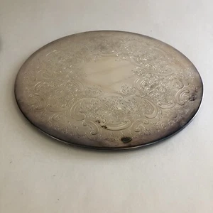 Silverplate 8" Round Etched Serving Trivet Plate EPCA Vintage Made In England - Picture 1 of 4
