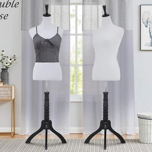 Female Mannequin Torso Manikin Body Dress Form w/Adjustable Tripod Stand White - Picture 1 of 8