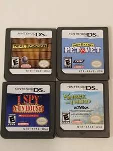 Lot of 4 Nintendo DS Games(Tested) PET VET,SHREK THIRD,DEAL/NO DEAL,FUNHOUSE - Picture 1 of 2