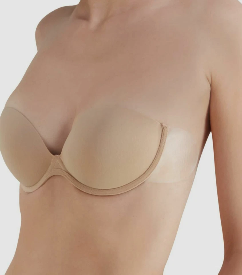 $40 Модные формы женщин бежевый идти голый клейкий невидимый пуш-ап бюстгальтер размер D - Изображение 1 из 1