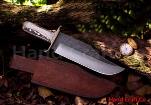 Couteau Bowie de Chasse Traditionnel à Lame Acier J2 Fait Main, Manche Cerf | Camping - Photo 1/4
