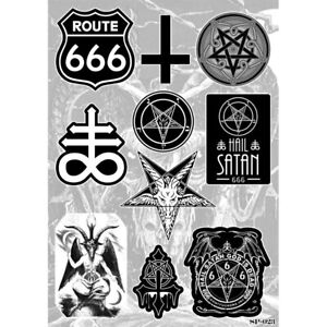 Satanic Sticker Pack | Baphomet Pentagram Route 666 Inverted Leviathan Cross