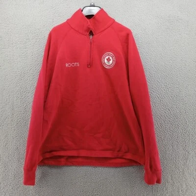Vtg Canada Olympic Team Sweatshirt Mens XL Red 1/4 Zip Pullover Roots 2004 - Image 1 of 4