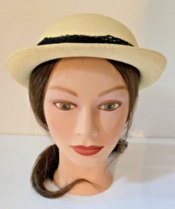 VINTAGE GENUINE PANAMA WOVEN STRAW SUN BEACH DRESS HAT MADE IN ECUADOR WOMEN'S - Picture 1 of 14