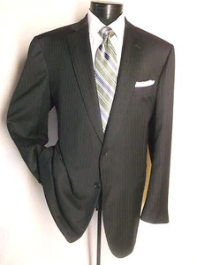 Battistoni Navy Blue Striped 2 Button Suit Jacket Made In ITALY Size 48L - Picture 1 of 11