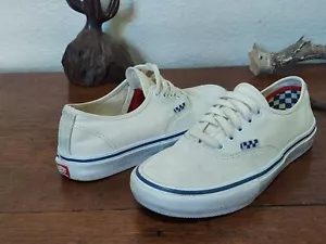 VANS OFF IVORY WHITE SUEDE BLUE LOW TOP CLASSIC DOCK SHOES POP CUSH MENS 6.5 - Picture 1 of 7