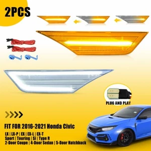 Pair Sequential Signal Switchback Side LED Lights Marker For 16-21 Civic Honda - Picture 1 of 13