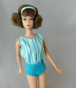 Barbie fashion HANDMADE vintage REPRO swimsuit 1070 American Girl v3 STRIPES trq - Picture 1 of 6