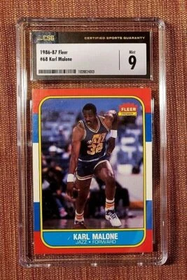 Tarjeta de baloncesto Fleer #68 1986-87 Karl Malone Utah Jazz novato CSG 9 como nueva radiocontrol Foto 1 de 2