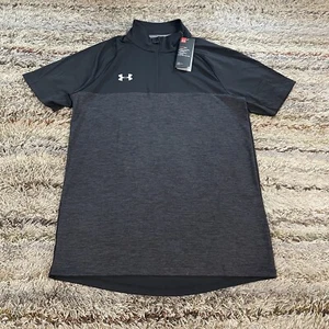 Under Armour Locker 1/4 Zip Short Sleeve Shirt Mock Mens Size Small Black $45 - Picture 1 of 9