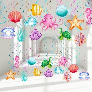 Colarr 54 Pieces Ocean Sea Party Hanging Decorations Ocean Party Hanging Swir... - Picture 1 of 7