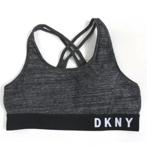 DKNY Sport Logo Padded Crisscross Strap Sports Bra Sz M Dark Gray $48.00 Tag - Picture 1 of 6