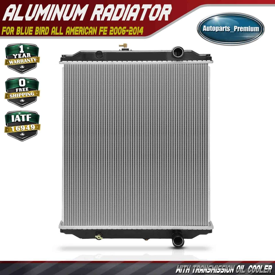 Radiator with Oil Cooler for Blue Bird All American FE 2006 2007 2008 2009-2014 - Image 1 of 4