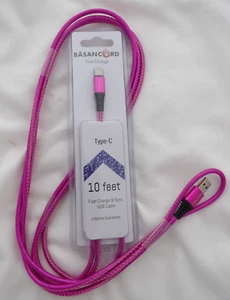 Type C Fast Charger Cable 10 FT Sync USB Cable Long Lifetime Guarantee - Picture 1 of 9