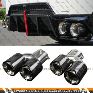 FOR BMW M240i M440i M550i Z4 M40i CARBON FIBER STAINLESS STEEL QUAD EXHAUST TIP - Picture 1 of 5