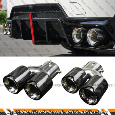 FOR BMW M240i M440i M550i Z4 M40i CARBON FIBER STAINLESS STEEL QUAD EXHAUST TIP - Image 1 of 4