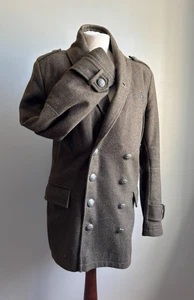 FIRETRAP military wool COAT 38 40 medium slim fit green khaki army LEON Italian - Picture 1 of 23