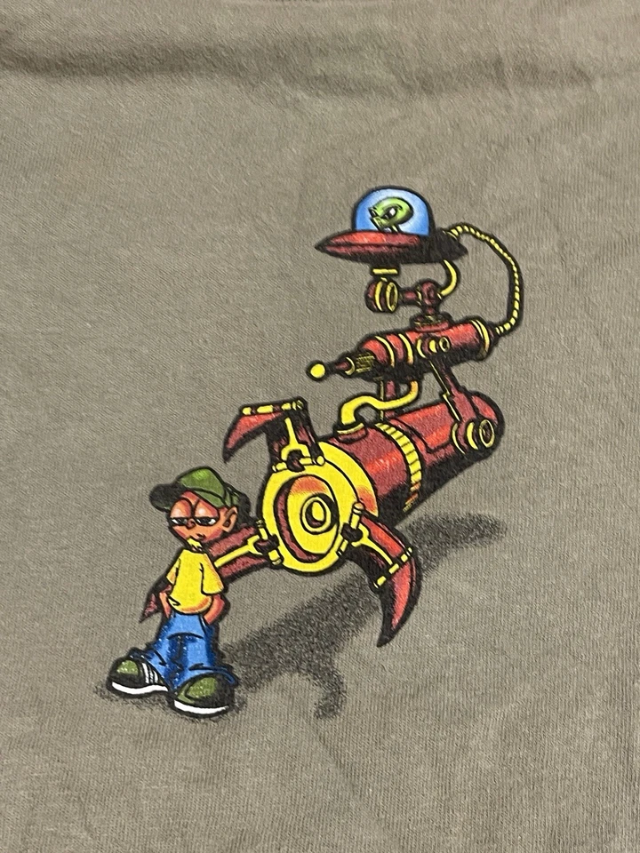 Camiseta Gráfica Vintage Alien Nation Gris L Streetwear Y2K Alien Ray Gun Wedgie T47 Foto 1 de 4