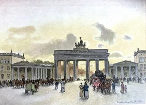 Alte Lithografie Brandenburger Thor Berlin - Bild 1 von 1