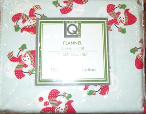 Living Quarters Schneemänner kaltes Wetter Königin Multi schwer Flanell Laken Set - Bild 1 von 6