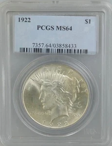 1922 Peace Silver Dollar MS64 PCGS - Picture 1 of 2