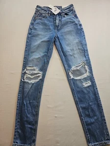 Pantalones de mezclilla American Eagle Strigid Mom para mujer talla 000 tiro súper alto 23 W nuevos con etiquetas - Imagen 1 de 16