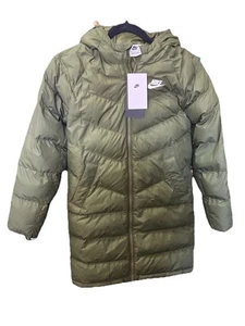 NIKE Abrigo Chaqueta Larga Puffer Con Capucha Acolchado Verde Talla M 137-147cm 10 a 12 Años - Imagen 1 de 11