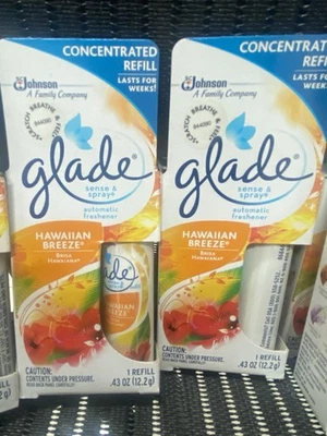 2 Glade Sense and Spray Hawaiian Breeze Concentrated Refill 0.43 oz 12.2g