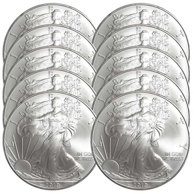 Lot of 10 - 2010 $1 American Silver Eagle 1 oz BU - Image 1 of 3