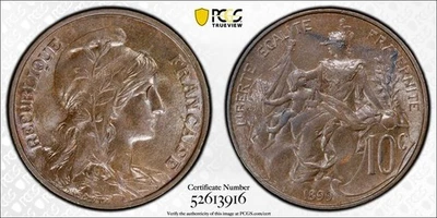 1899 France 10 Centimes PCGS MS64BN Lot#G912 Choice UNC! Gad-277, F-136 - Image 1 of 4