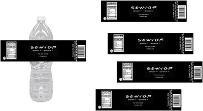 Etiquetas para botellas de agua de graduación senior, temporada 20 episodio 25, 8,5 x 2 pulgadas Foto 1 de 4