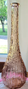 Empoli 15” Pink Wax Drip Genie Bottle Decanter NO STOPPER Art Glass Vtg MCM RARE - Picture 1 of 12