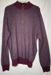 Peter Millar Mens Crown Weave 1/4 Zip Sweater 100% Merino Wool NWT Maroon Size L - Picture 1 of 8