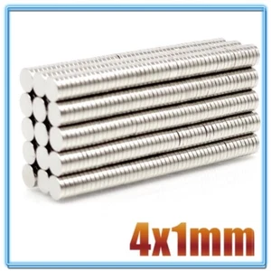 4mm x 1mm Neodymium Disc Magnets N35, New, Super Strong! -100 or 200 pcs- - Picture 1 of 2
