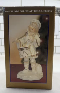 Vintage BON TON 6 1/2" Jade Porcelain Nativity Drummer Boy Figurine Gold Accent - Picture 1 of 1