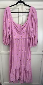 Farm Rio Pineapple Dress Embroidered Size XL linen Blend Preppy Beach Colorful - Picture 1 of 16